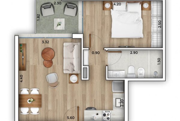 Cordón Sur:  1 Dormitorio con terraza – distribución perfecta.